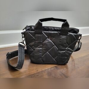 Lug Dory Mini Quilted Puffer Crossbody Bag Metallic Black Like New